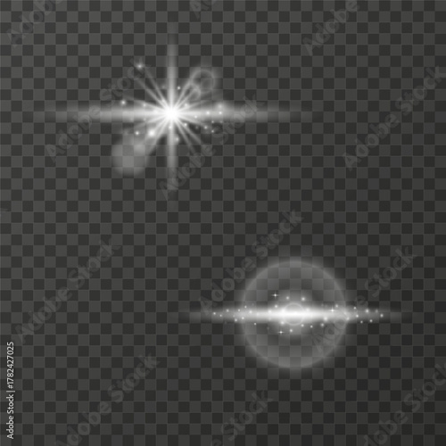 White shining light dust from twinkling stars. Bokeh light effect background. Bright stars sparkle.