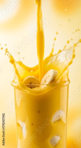 Banana Smoothie Splash - A Refreshing and Vibrant Drink.