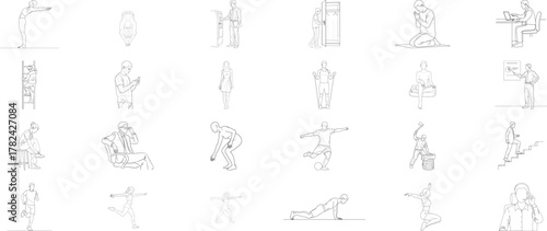 Assortment of scattered black ink blots and artistic brush marks on a transparent background