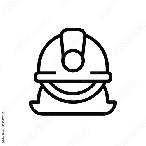 Simple line art firefighter helmet icon for safety and emergency services graphics