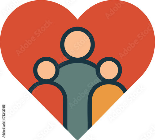 Family inside red heart representing love and care