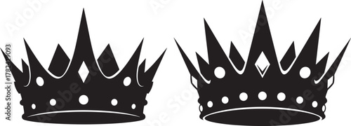 Two royal crowns silhouette isolated on transparent background