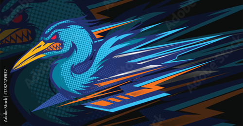 Sport Racing Car Vector Design with Abstract Stripe and Decal Graphics