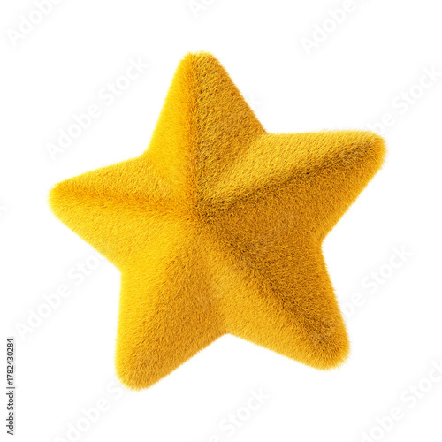 Furry star shape isolated on white background. 3d design element.	
