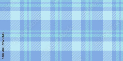 Home check textile seamless, folded fabric tartan pattern. Cross texture plaid vector background in blue and light colors.