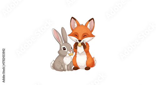 Illustrative depiction showcasing delightful animal companionship and shared snack indulgence with