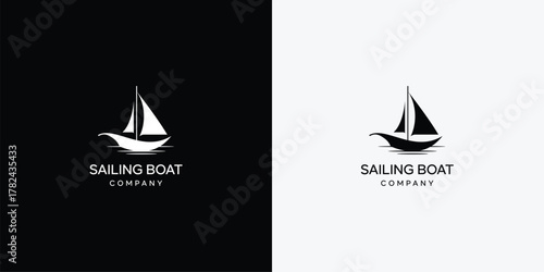 creative sailboat silhouette icon, vector logo design	