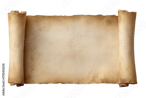 Aged parchment scroll, antique, historical
