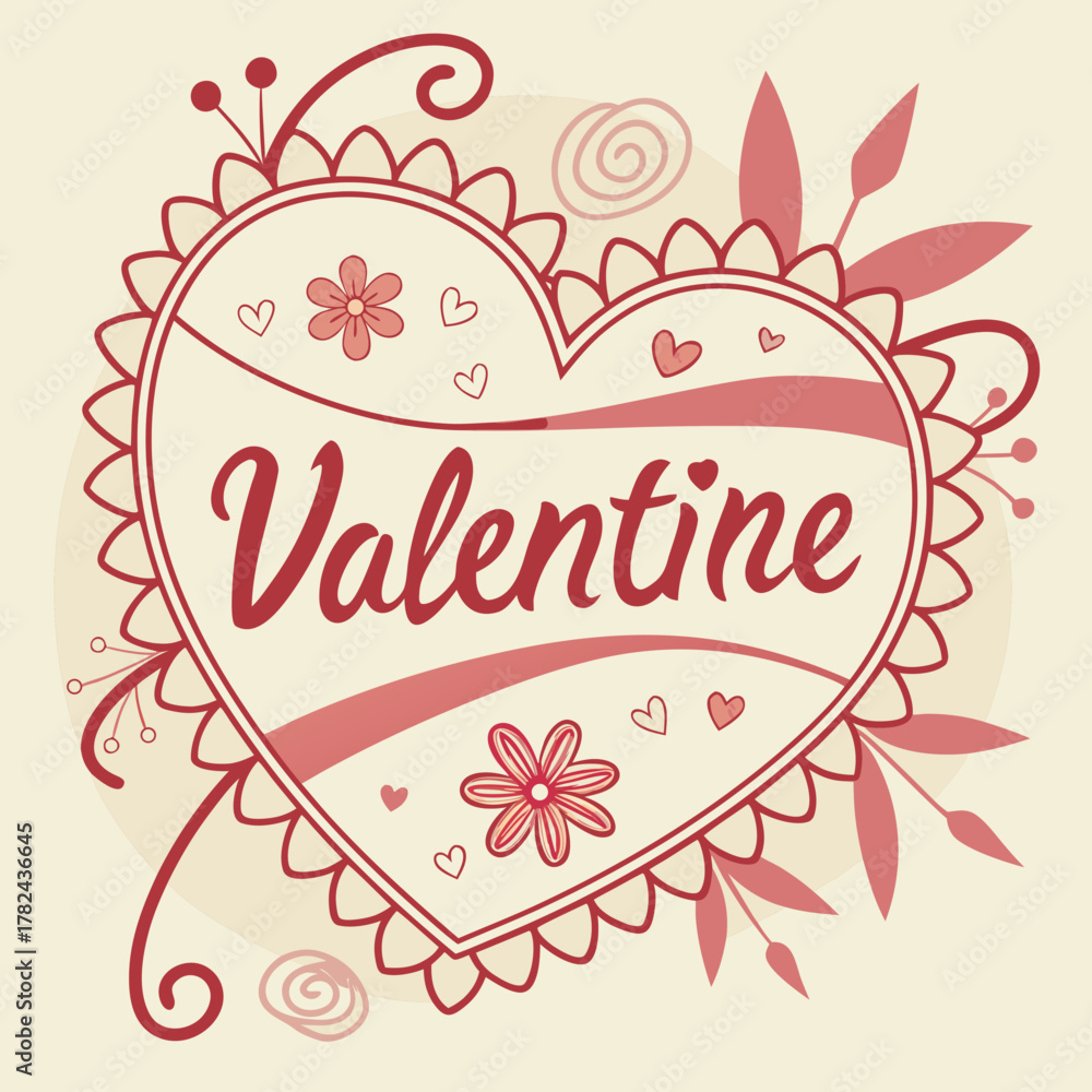 Obraz premium Valentines day heart with flowers