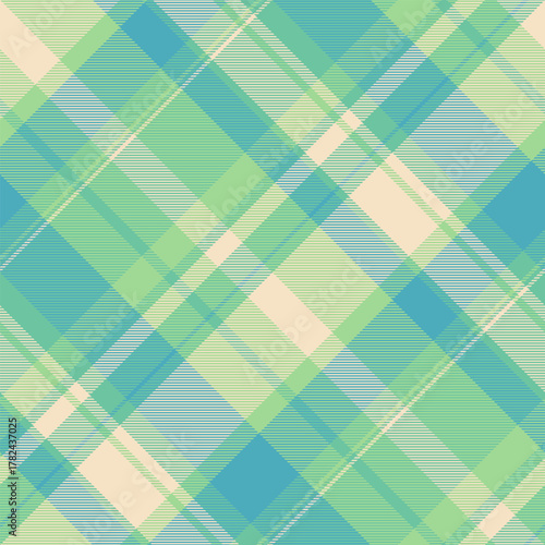 Diwali fabric seamless vector, sixties textile check texture. Baby plaid pattern background tartan in mint and green colors.