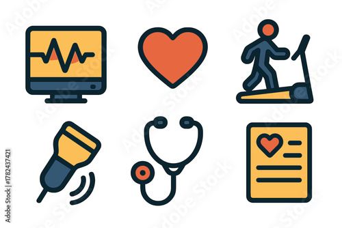 Health monitoring and exercise symbols highlighting the importance of fitness and medical checks