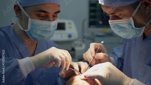 Surgeons perform delicate cranial procedure in advanced medical facility during early morning hours