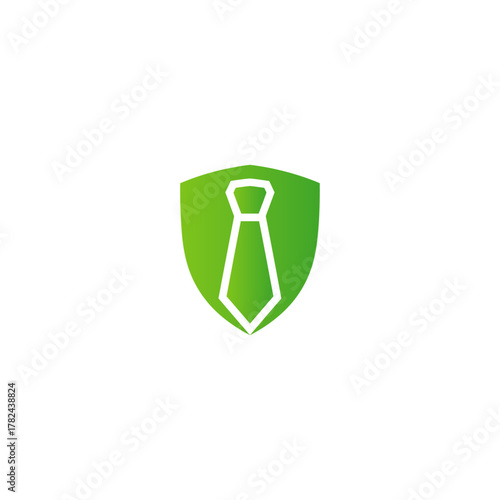 Business tie + shield icon flat vector design.