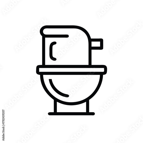 Simple line art silhouette of a toilet bowl icon for bathroom and hygiene design