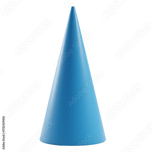 Blue cone 3D render simple geometric shape isolated on white background