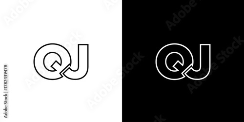 Letter Q and J, QJ logo design template. Minimal monogram initial based logotype.