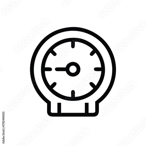 Clean outline vector illustration of a water meter gauge with measurement dial and indicator