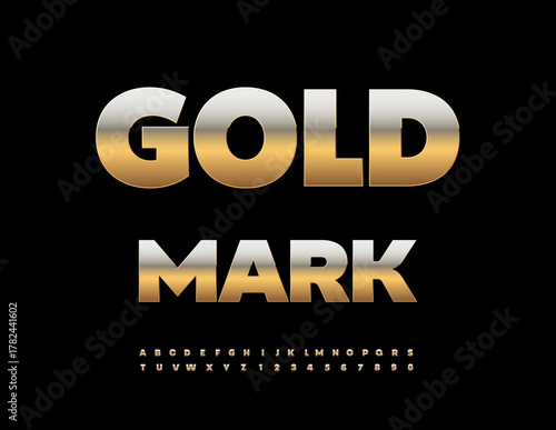 Vector Luxury logotype Gold Mark with Fashion Font. Premium Alphabet Letters and Numbers set.