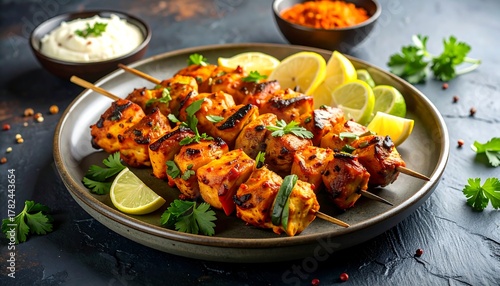 Delicious Indian Chicken Tikka Skewers.