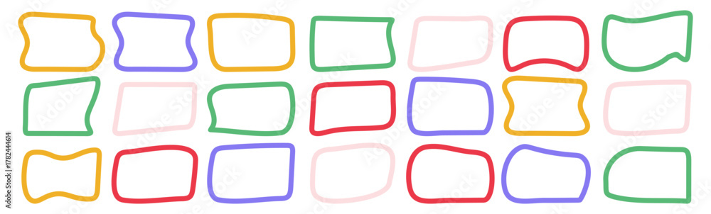 Obraz premium A large set of colorful doodle-style text frames. Vector illustration.