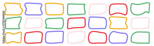 A large set of colorful doodle-style text frames. Vector illustration.