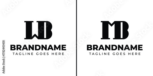 Letters MB and WB Monogram Logo Set, suitable for any business with MB BM WB BW initials
