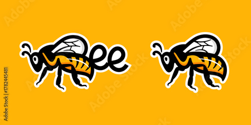 Flying honey bee vector logo design