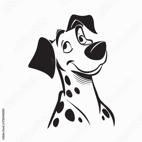 Playful Smiling Dalmatian Dog Vector Design on white background