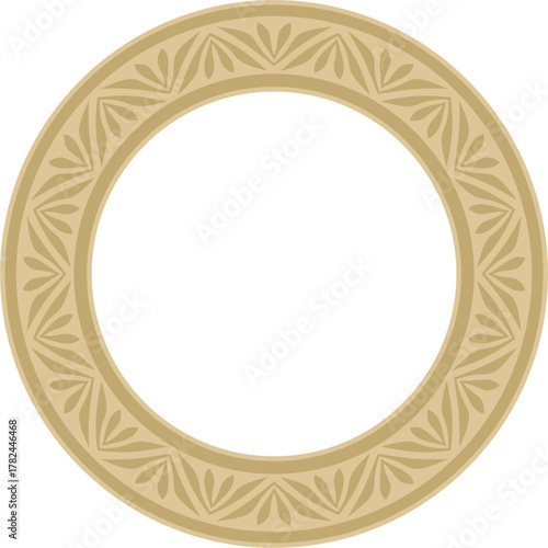 Vector golden round classic byzantine ornament. Circle, ring, border, Ancient Greece, Eastern Roman Empire frame. Decoration of the Russian Orthodox Church