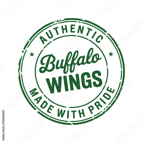 Authentic buffalo wings made with pride stamp