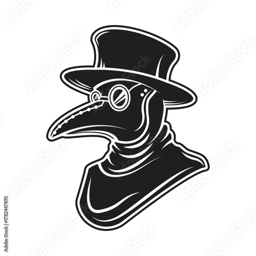 Vector Illustration of Plague Doctor - Silhouette Icon Vintage