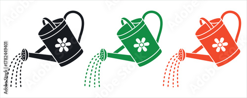 Modern Watering Can Icon Vector on Trendy Design. Minimalist graphic element symbolizing Gardening, Growth, Nurturing, Agriculture, Nature, and Care. Perfect for plant shops, landscaping services.