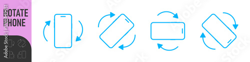 Rotate smartphone icon. Turn your mobile phone. Device rotation symbol. Rotate phone icon set vector illustration for web site or mobile app. Vector color illustration