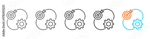 strategy icon set multiple style collection	