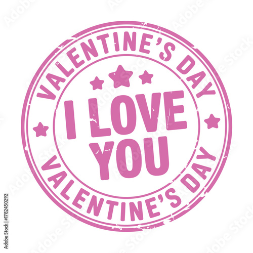Pink valentine s day stamp i love you message