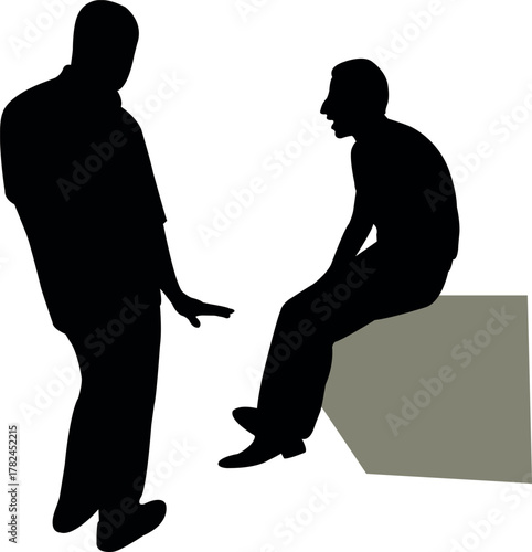 two men making chat, silhouette vector