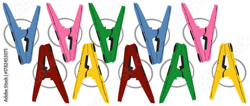 vector of colorful clothespins on white background