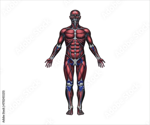 Human body anatomical structure muscular system medical illustration study guide
