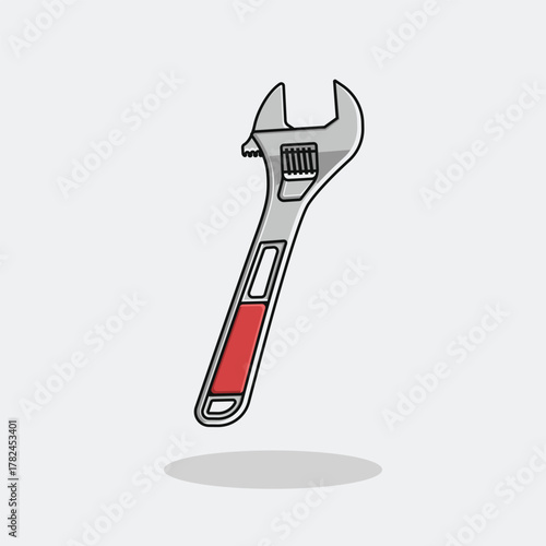 Isolated adjustable steel wrench and spanner with a screwdriver are essential metal tools for construction work and repair