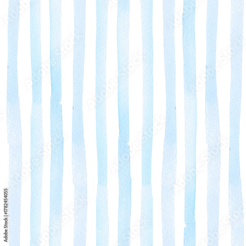 Watercolor blue stripes seamless pattern. Simple repeat cute lines. Colorful background for packaging, textile, fabric, wallpaper, scrapbook.