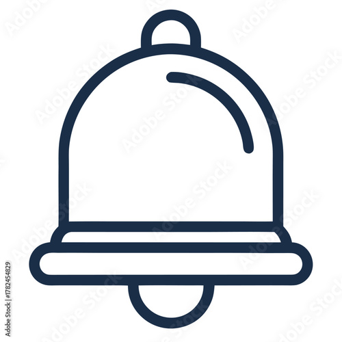 Notification Bell Vector Icon, Minimal Alert Reminder Outline, Isolated on White Background