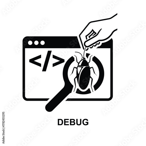 Debug icon. Software testing isolated on background vector illustration.