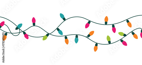 A festive tangled string of colorful holiday lights for celebration and decoration vector illustration