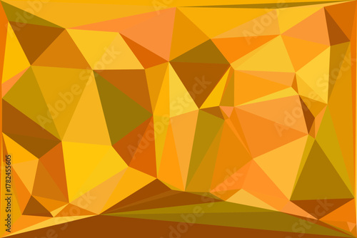 Vibrant Geometric Polygonal Low Poly Background Texture in Warm Shades of Orange and Yellow, Ideal for Modern Design Templates and Digital Projects