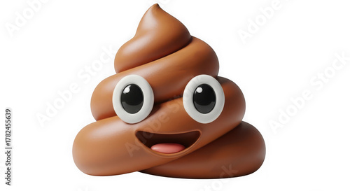 Smiling 3d rendered pile of poo emoji with expressive cartoon eyes.