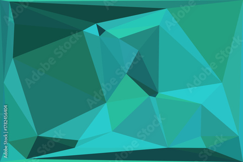 Captivating abstract low-poly polygonal background showcasing a stunning blend of vibrant teal and green geometric shapes