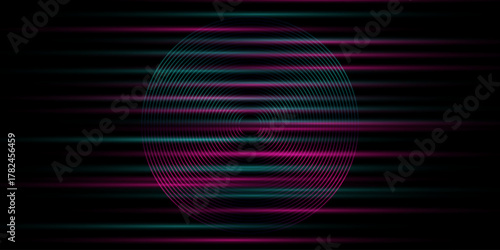 Dark blue abstract background with shining geometric lines. Modern shiny blue lines pattern. Futuristic technology concept. Horizontal banner template. for covers, posters, presentations.