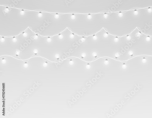 Christmas light sparkle with festive decoration and glowing charm. Shining garland chain in bright holiday glow.