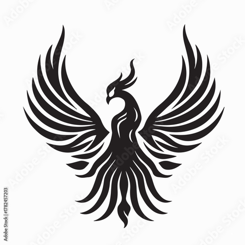 Phoenix Bird in Flames Symbol Vector Illustration on white background
