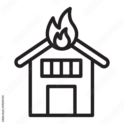 House Ablaze Icon Representing Fire Hazard